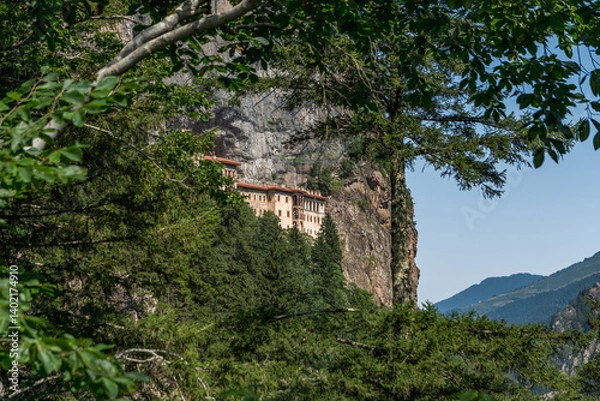 Obraz View of the Sumela Monastery at Mela Mountain in Turkey near Trabzon. Built in mountain
