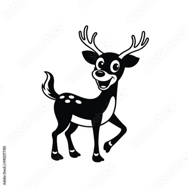Fototapeta funny reindeer walking silhouette vector isolated on white background