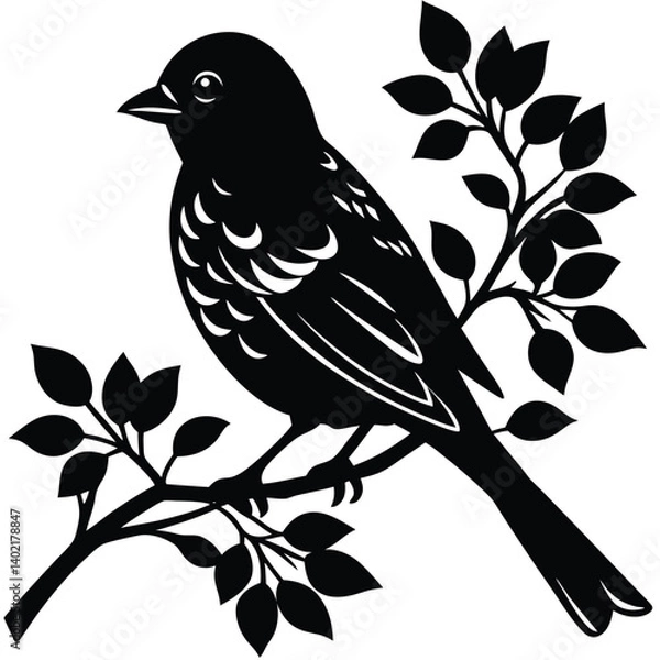 Fototapeta perched bird on a branch silhouette