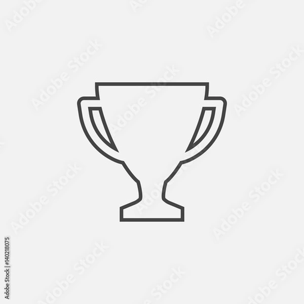 Fototapeta Trophy cup flat vector icon in line style. Simple winner symbol. Black illustration isolated on white background.
