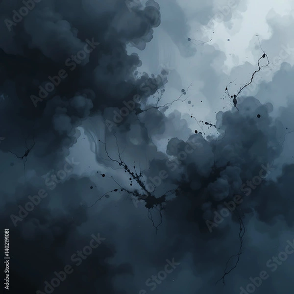 Obraz Ethereal Dark Clouds with Ink Splatters
