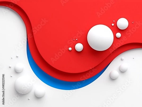 Obraz Red, White, Blue Abstract Shapes