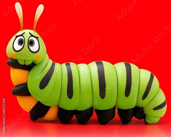 Obraz Sad Caterpillar Red Background