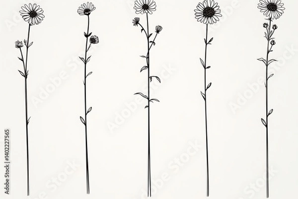Obraz Simple Flower Line Drawings