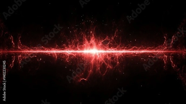 Obraz Abstract red lightning burst emanating from the center against a black background, creating a dramatic effect