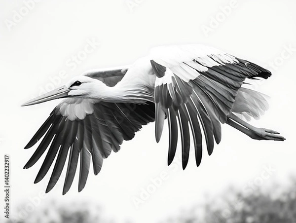 Obraz Stork in Flight, Nature Photo