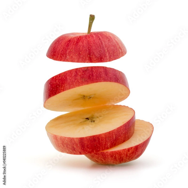 Fototapeta Red sliced apple isolated on white background cutout
