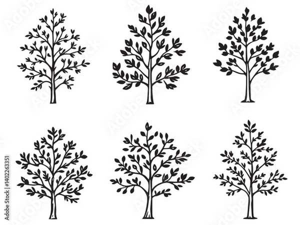 Fototapeta Poplar Tree Minimalist Vector