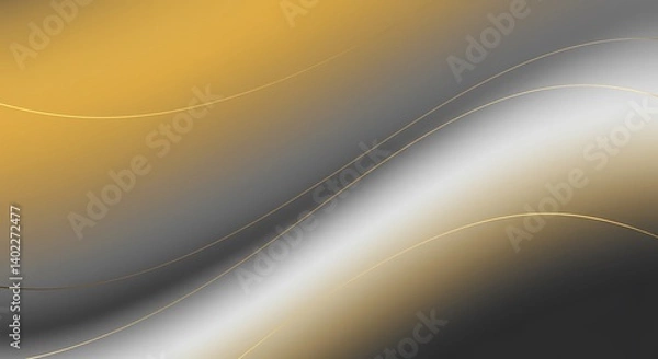 Obraz Elegant Abstract Background with Flowing Gold Gray Black and White Curves