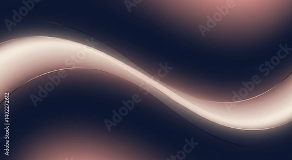 Obraz Flowing Light Pink to White Gradient Wave on Dark Blue and Black Abstract Background