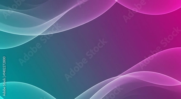 Obraz Pink and Teal Flowing Waves Abstract Background with Magenta to Turquoise Gradient