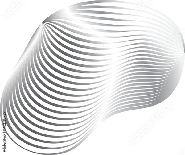 Fototapeta Circle and liquid shapes with dynamic metallic glowing silver, tech, innovation, science