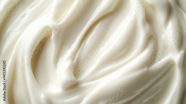 Fototapeta A close-up of smooth, white cream with swirling patterns.