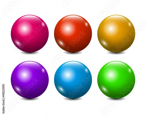 Obraz Vector Blank Colorful 3D Balls - peach, red, yellow, purple, blue, green