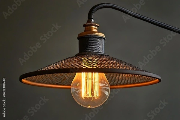 Obraz An electric lamp lighting in a modern and vintage style, interior ceiling hanging bulb decor