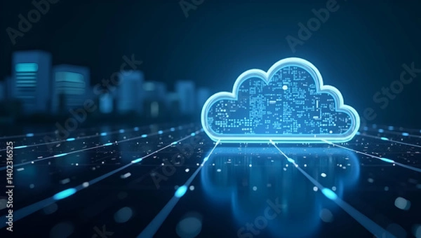Obraz Optimized Cloud Computing Performance: High-Speed Data Processing & Resilient Infrastructure for Efficient Resource Utilization in Photo Stock Concept