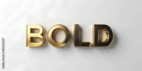Fototapeta Golden Text Render Featuring the Word Bold Ideal for Graphic Design and Branding Projects and More