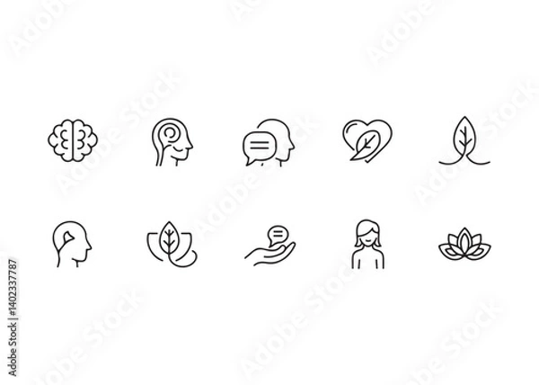 Fototapeta Set of wellness and communication line icons