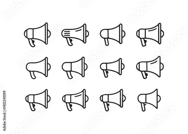 Fototapeta Seamless Pattern of Megaphones for Communication and Announcement