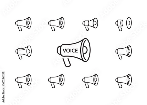 Fototapeta Seamless Pattern of Megaphones for Communication and Announcement