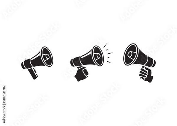 Fototapeta Vector Illustration of Multiple Megaphones Announcing