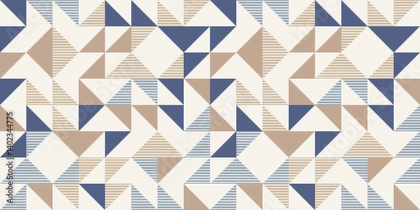 Obraz Retro style diagonal stripes and angular shapes. quilt blocks design, seamless repeating vector pattern, Abstract simple geometric background for fabric, textile design or interior decoration. colors
