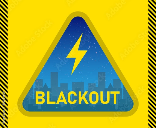 Obraz Yellow blackout icon. power outage sticker. flat vector illustration