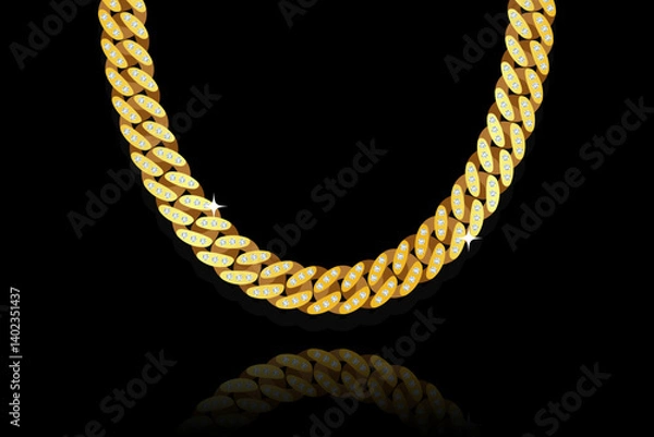 Obraz Miami Cuban Links Gold Chain Vector Illustration