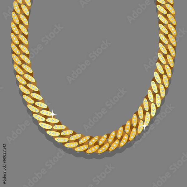 Obraz Miami Cuban Links Gold Chain Vector Illustration