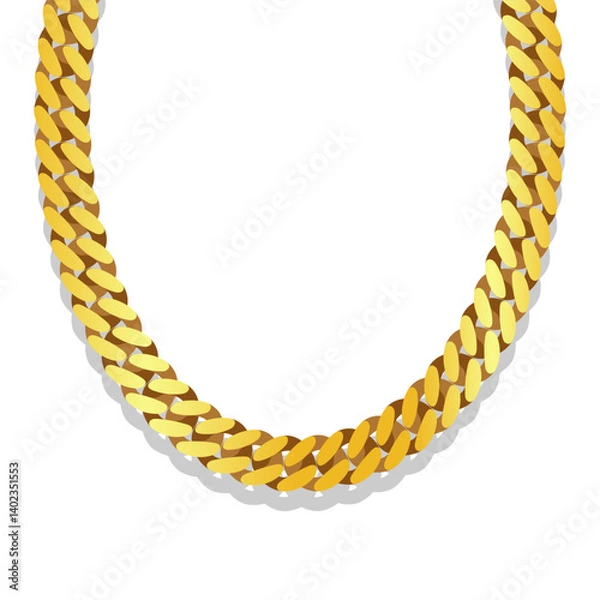 Obraz Miami Cuban Links Gold Chain Vector Illustration