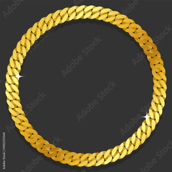 Obraz Miami Cuban Links Gold Chain Vector Illustration