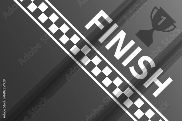 Obraz Finish line racing background top view,Trophy asphalt with finishing line vector