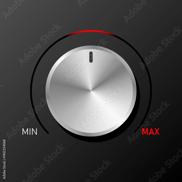 Obraz 3d realistic metallic control knob vector illustration