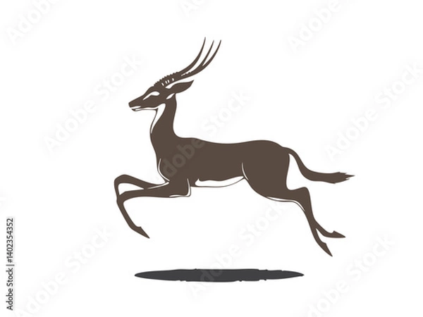 Fototapeta Elegant Antelope Silhouette in Graceful Motion on Neutral Background