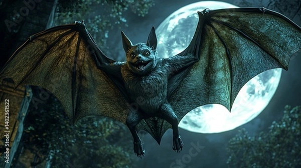 Obraz Pixelated Bat in Moonlight Night