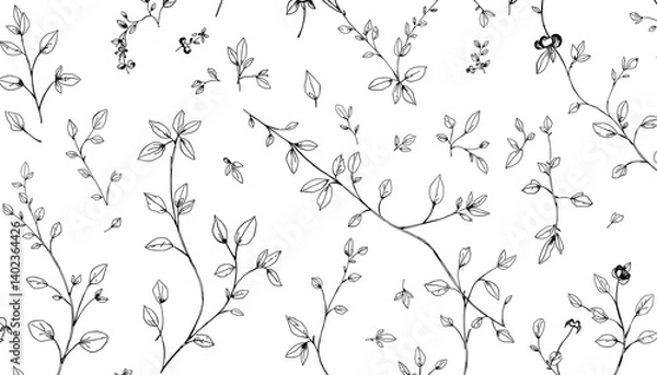 Fototapeta Elegant Minimalist Leafy Branch Line Art