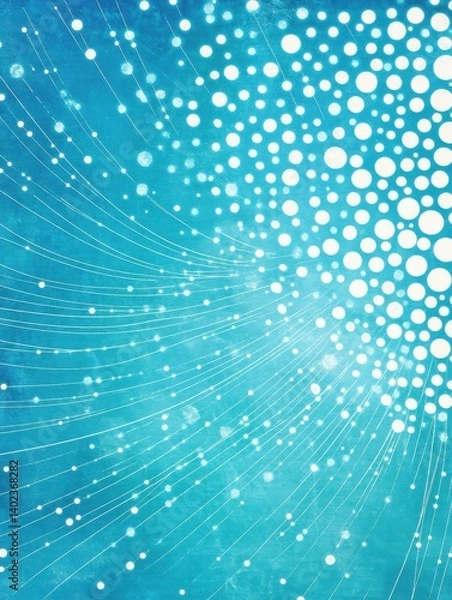Fototapeta Abstract connected dots on bright blue background. Technology concept illustration