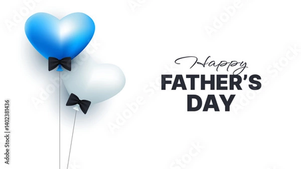 Fototapeta happy fathers day greeting card with Two heart shaped balloons and bow ties