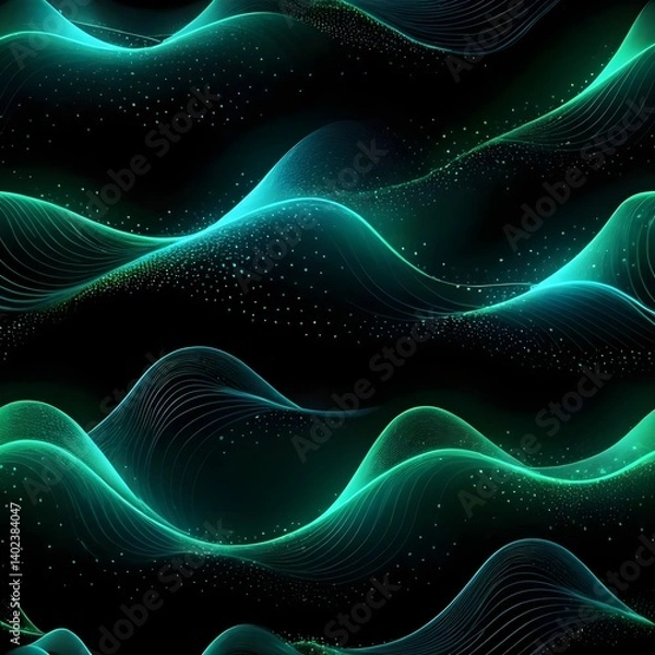 Obraz Abstract Teal and Black Wave Pattern