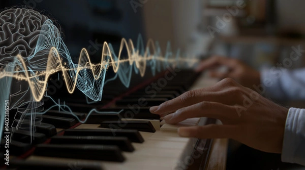 Fototapeta Syncing Melody to Listener's Brainwaves for Music Composition