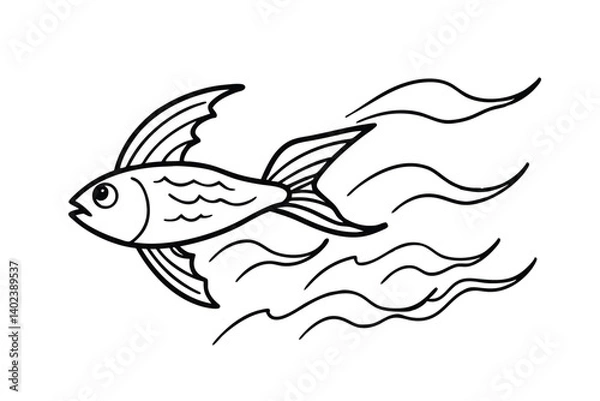 Fototapeta A flying fish gets lost in a storm; how does it nav?