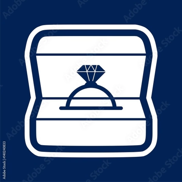 Fototapeta Wedding diamond ring in a box. Vector illustration
