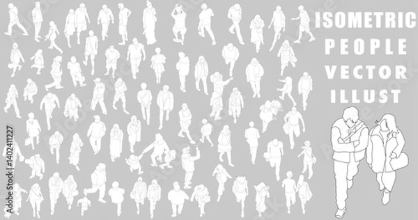 Obraz Isometric city people architectural vector illustration	
