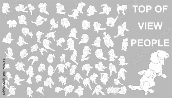 Obraz Top of view people architectural vector illustration
