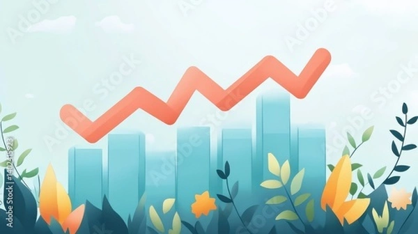 Fototapeta Business digital graph chart in stock trade market. Growth investment illustration