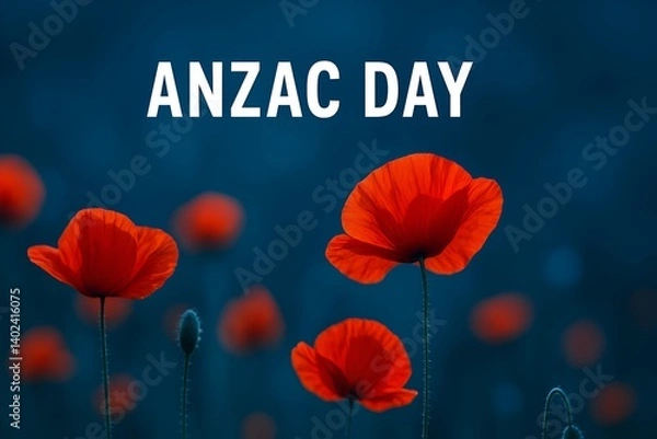 Obraz Anzac day background with red poppy flowers.