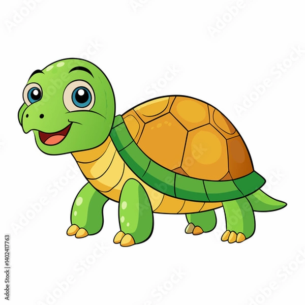 Fototapeta turtle, cartoon, animal, reptile, vector, illustration, tortoise, cute, shell, nature, fun, sea, green, wildlife, character, art, drawing, happy, smile, funny, cheerful, animals, zoo, smiling, toy