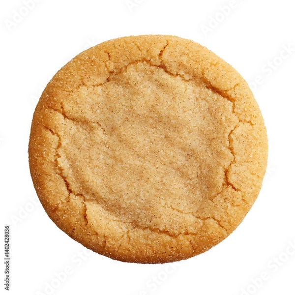 Fototapeta A freshly baked snickerdoodle cookie with golden brown surface, cracked cinnamon sugar crust, and slightly domed top