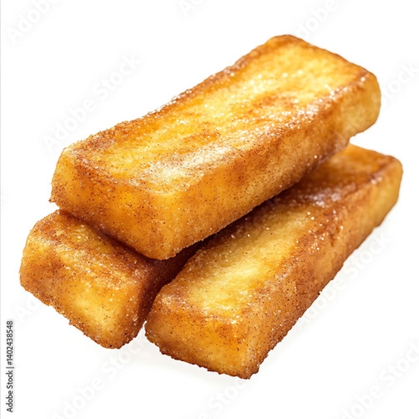 Fototapeta A golden crispy French toast stick with cinnamon sugar coating, fluffy interior, and even fry texture