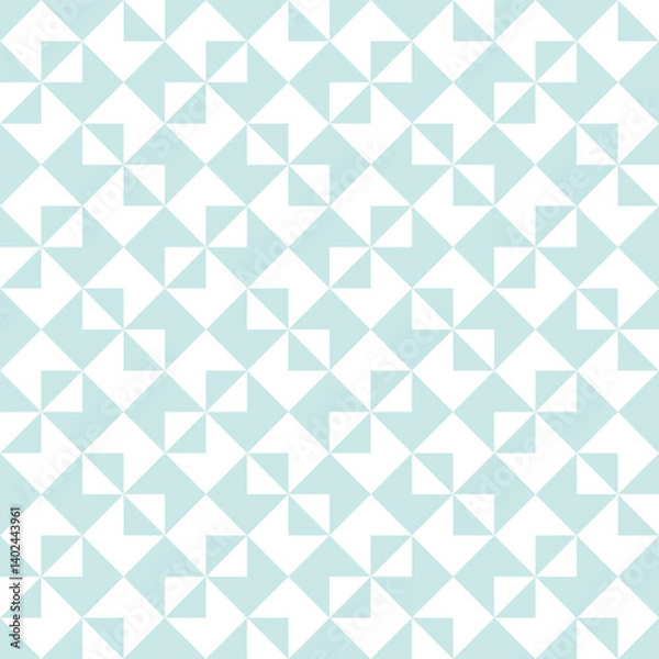 Fototapeta Pastel monochrome abstract geometric quilt pattern. High contrast geometric monochrome patchwork minimal background with triangles. Simple colors - easy to recolor. Color block vector illustration.